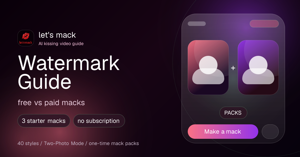 Free AI Kiss Generator: Watermarks, Free Macks, and One-Time Packs Explained
